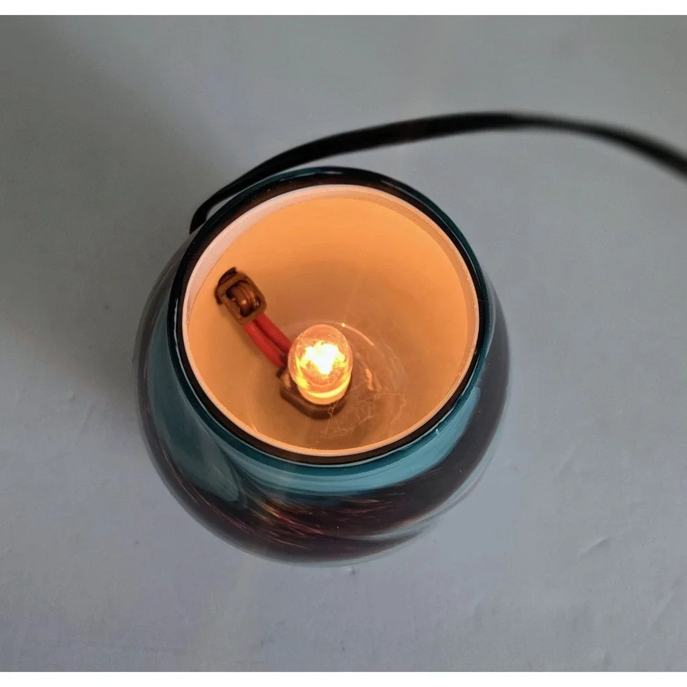 Intertek‎ Electric Accent Lamp Swirl Glass Aqua Teal Turquoise Brown Swirl 6
